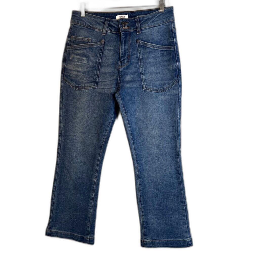 Kensie Jeans The Savannah High Rise Flare Crop Denim Jeans Size 4/27 Boho